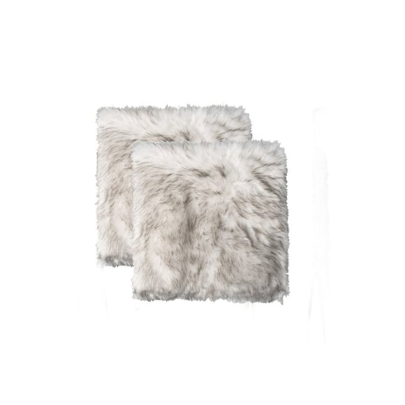 Luxe Home Decor Laredo Faux Sheepskin Chair Pad | 2-Piece | grey | 17"x17" - Picture 1 of 4